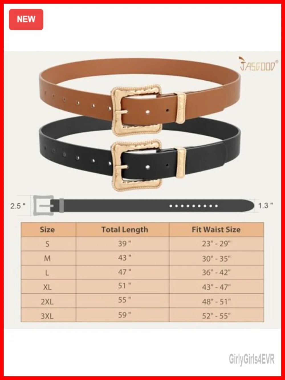Faux Leather Women's Belt with Gold Buckle